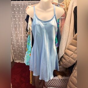 Y2K Light Blue Satin Slip Dress